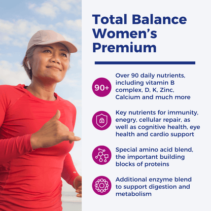 women running with Total Balance Women's Premium  benefits
